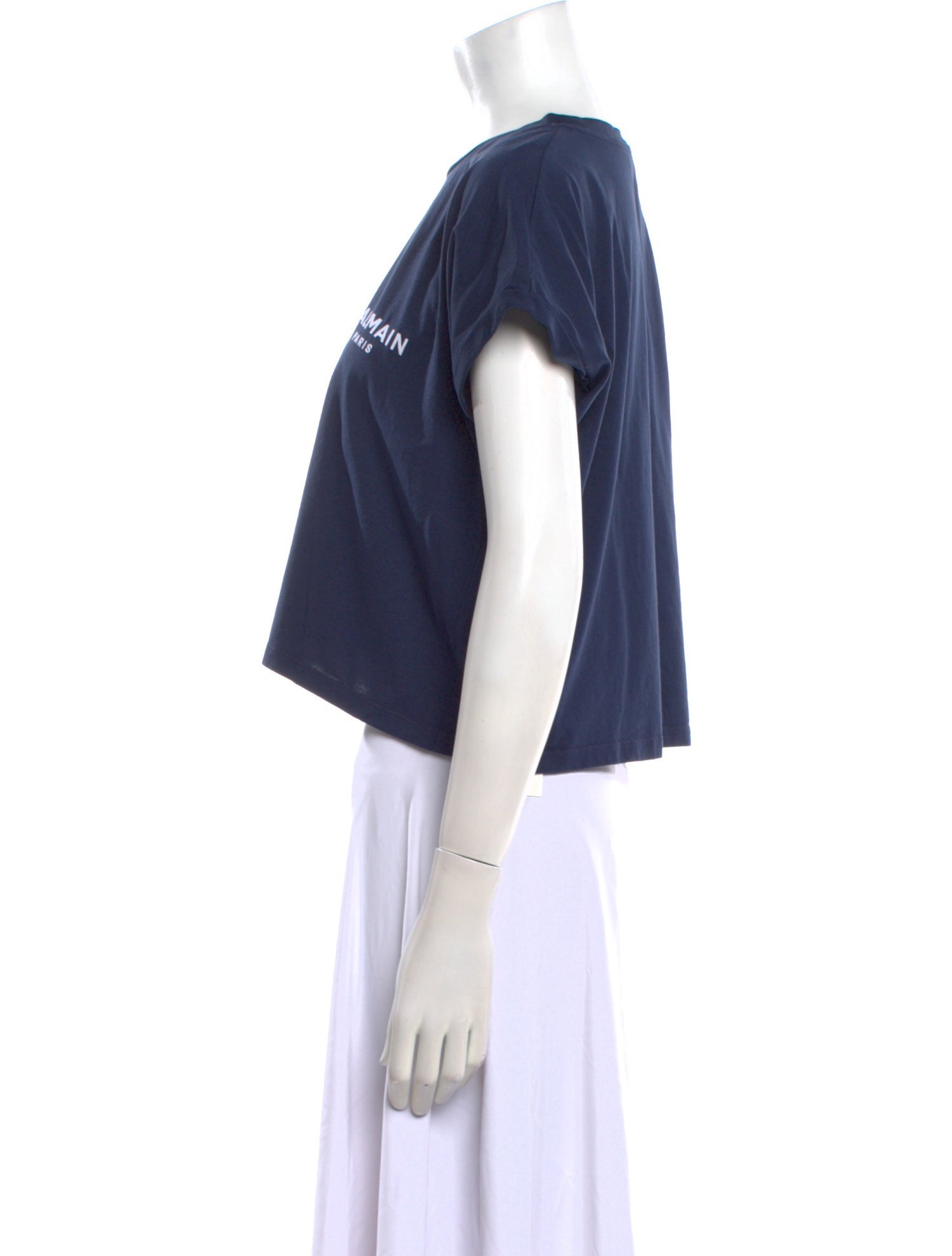 Balmain Graphic Print Crew Neck Crop Top